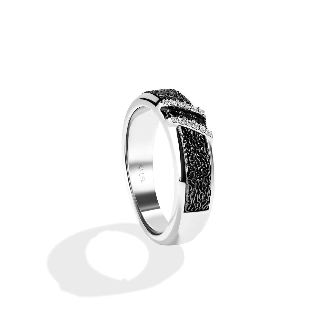 I KNOW, MEN'S BAND 1/8 CT.TW. Diamonds, Sterling Silver with Black Rhodium - Image 2