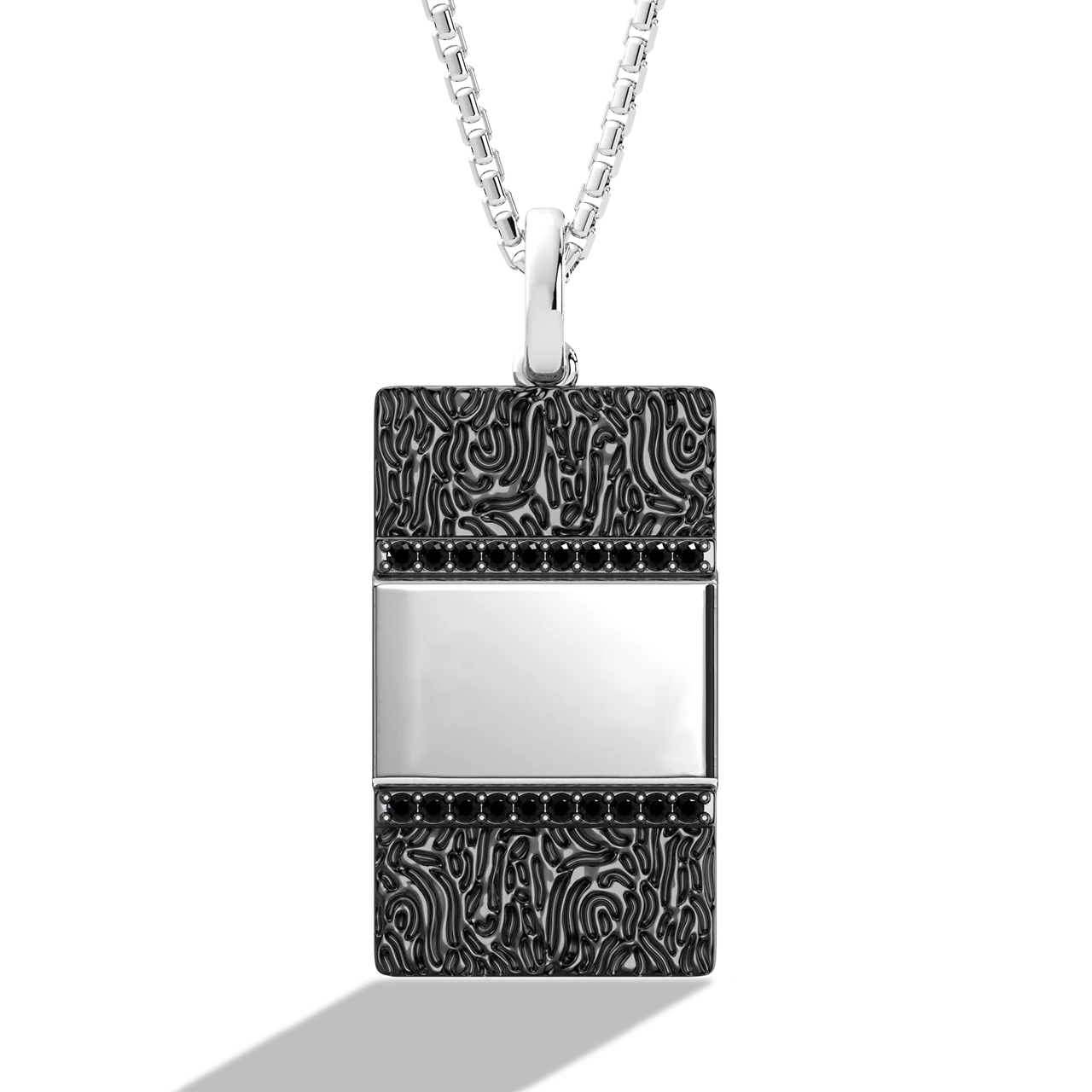 IN CARBONITE MEN'S PENDANT 1/6 CT.TW Black Diamond, Sterling Silver with Black Rhodium