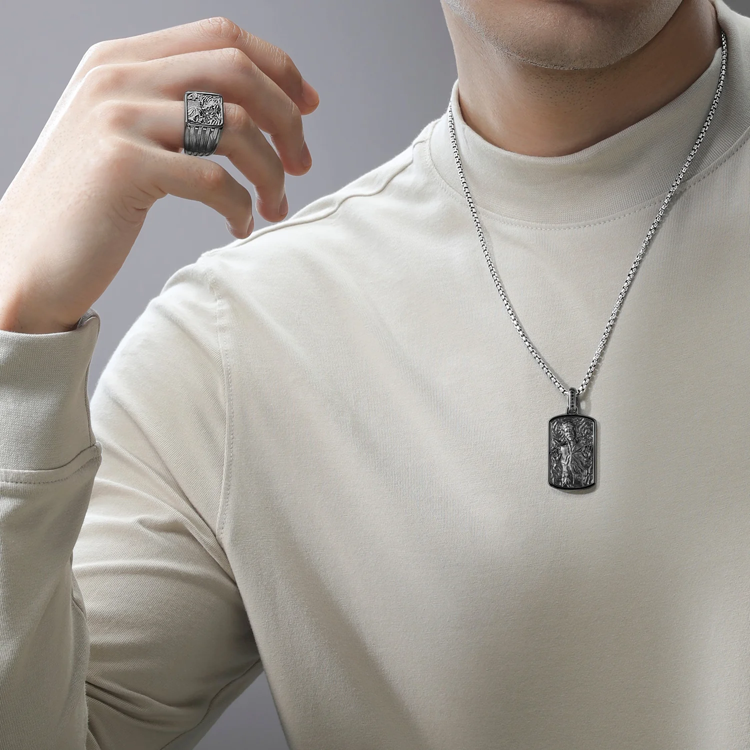 IN CARBONITE MEN'S PENDANT Silver with Black Rhodium - Image 3