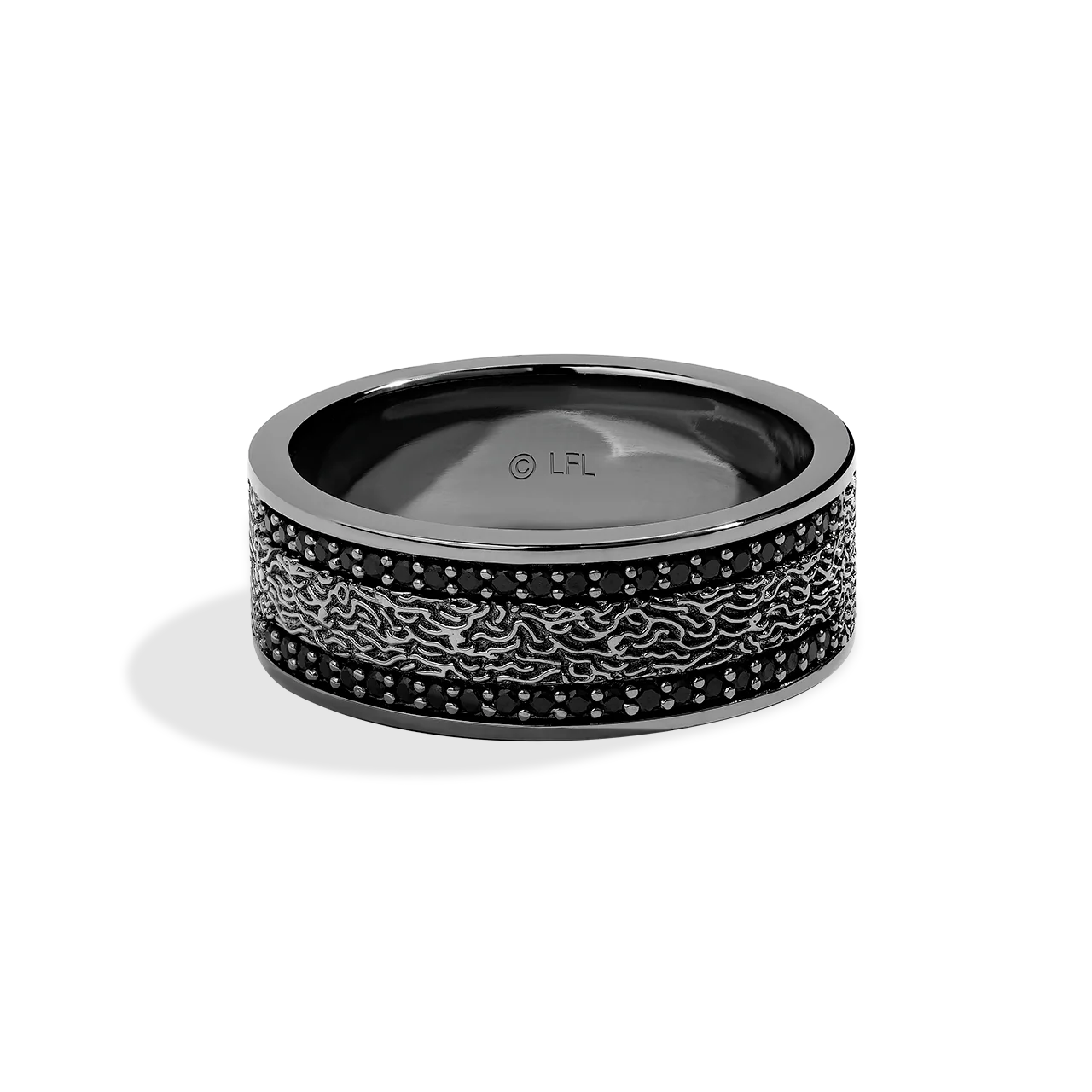 IN CARBONITE MEN'S RING 1/3 CT.TW. Black Diamonds Silver with Black Rhodium