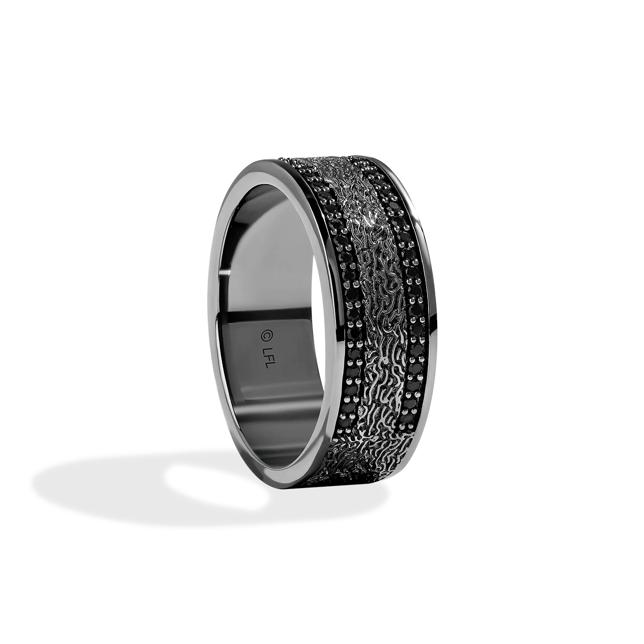 IN CARBONITE MEN'S RING 1/3 CT.TW. Black Diamonds Silver with Black Rhodium - Image 2