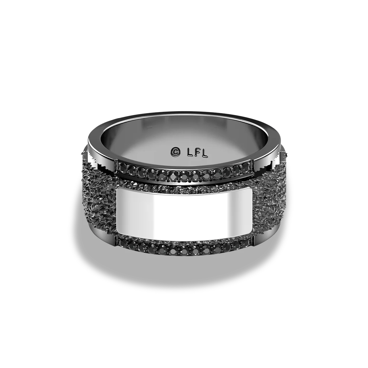 IN CARBONITE MEN'S RING 1/5 CT.TW Black Diamond, Sterling Silver with Black Rhodium