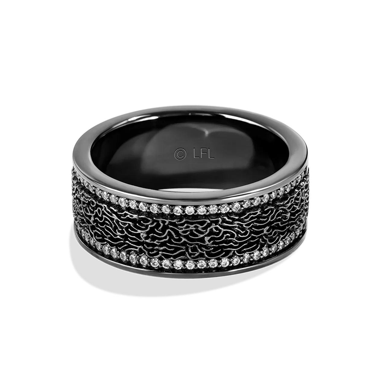 IN CARBONITE MEN'S RING 1/5 CT.TW. White Diamonds Silver with Black Rhodium