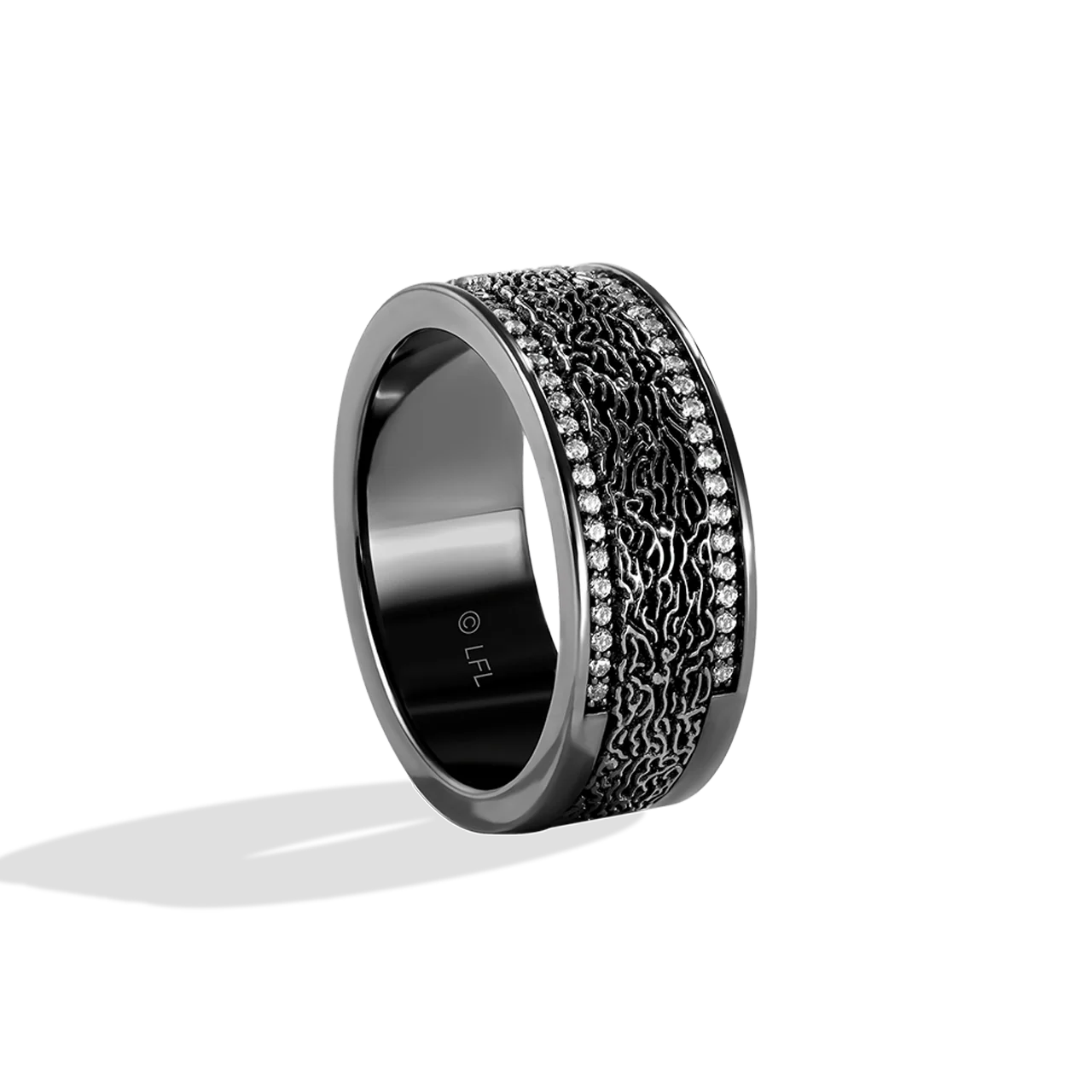 IN CARBONITE MEN'S RING 1/5 CT.TW. White Diamonds Silver with Black Rhodium - Image 3