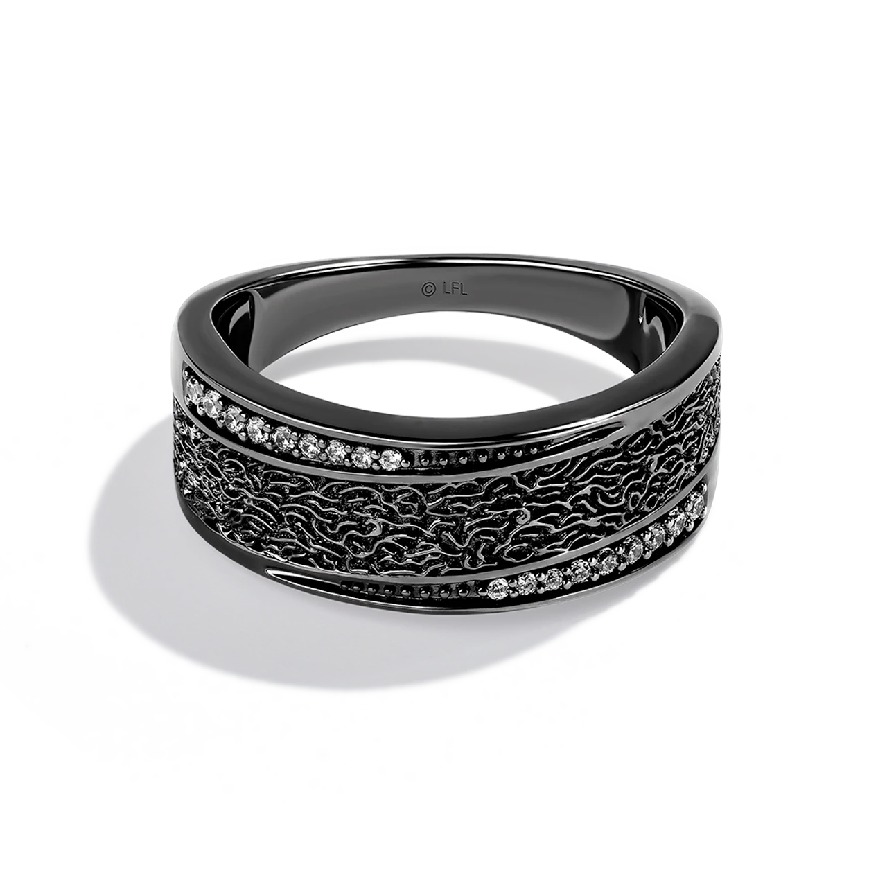 IN CARBONITE MEN'S RING 1/6 CT.TW. White Diamonds Sterling Silver with Black Rhodium
