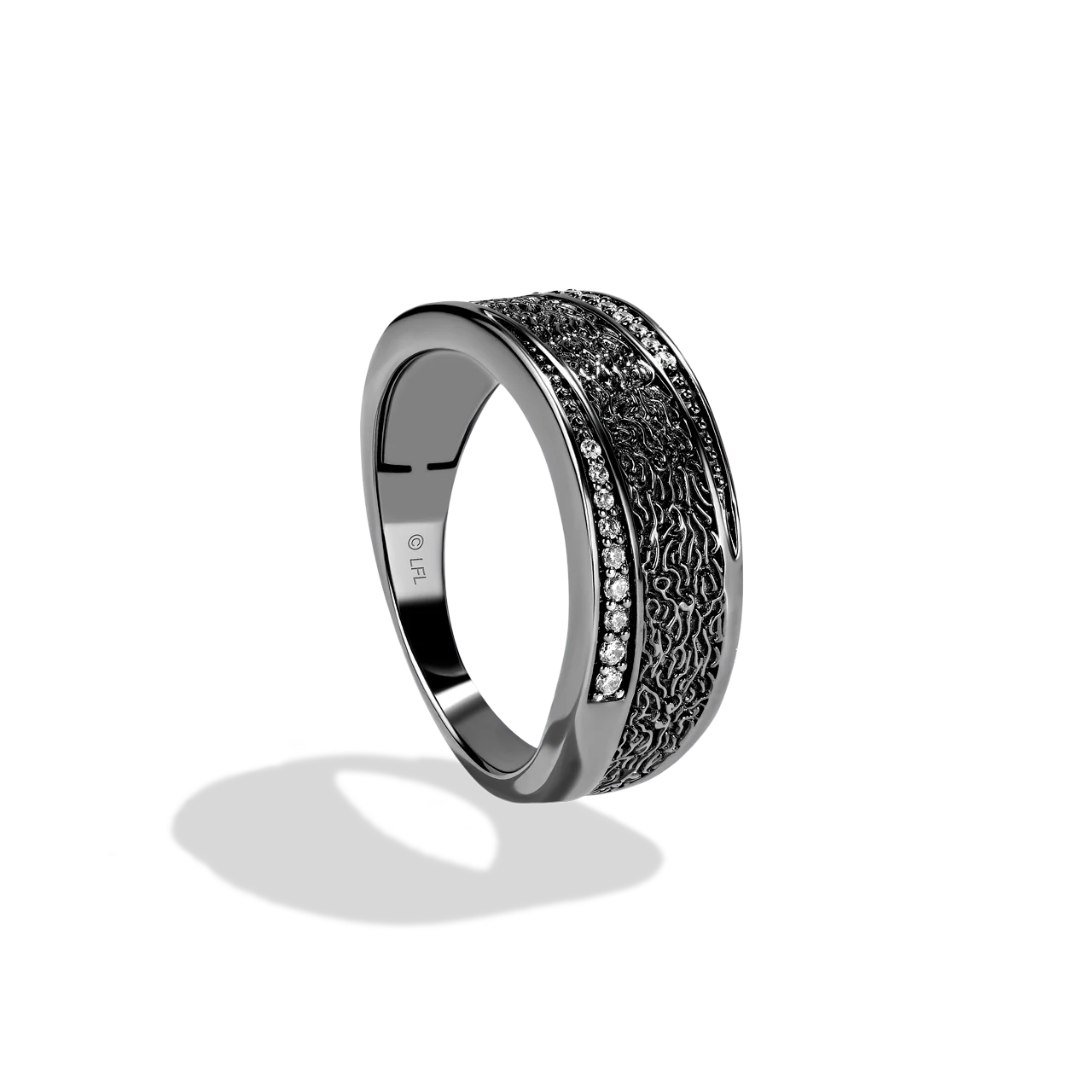 IN CARBONITE MEN'S RING 1/6 CT.TW. White Diamonds Sterling Silver with Black Rhodium - Image 2