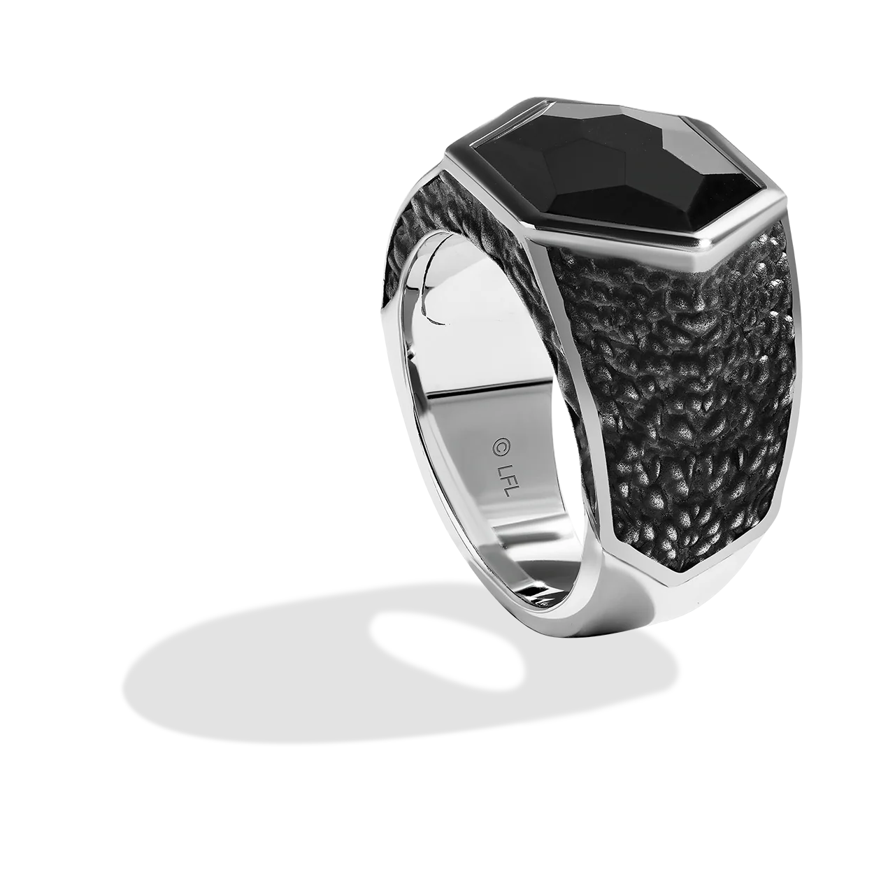 IN CARBONITE MEN'S RING Black Onyx Silver and Black Rhodium - Image 3