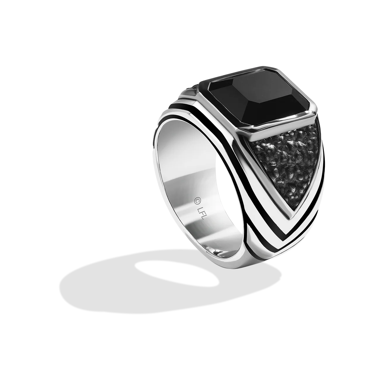 IN CARBONITE MEN'S RING Black Onyx Silver and Black Rhodium - Image 3