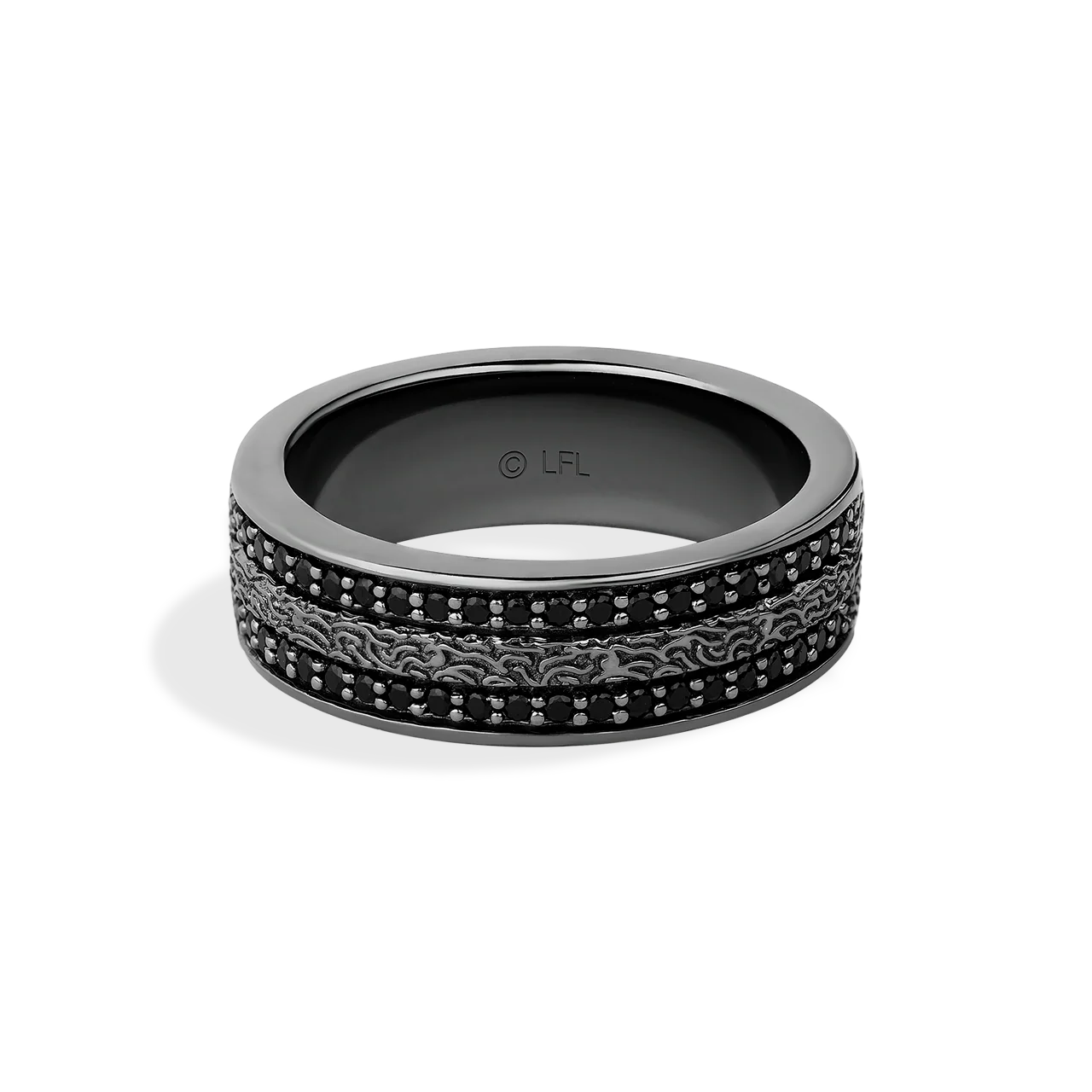 IN CARBONITE WOMEN'S RING 1/3 CT.TW. Black Diamonds Silver with Black Rhodium