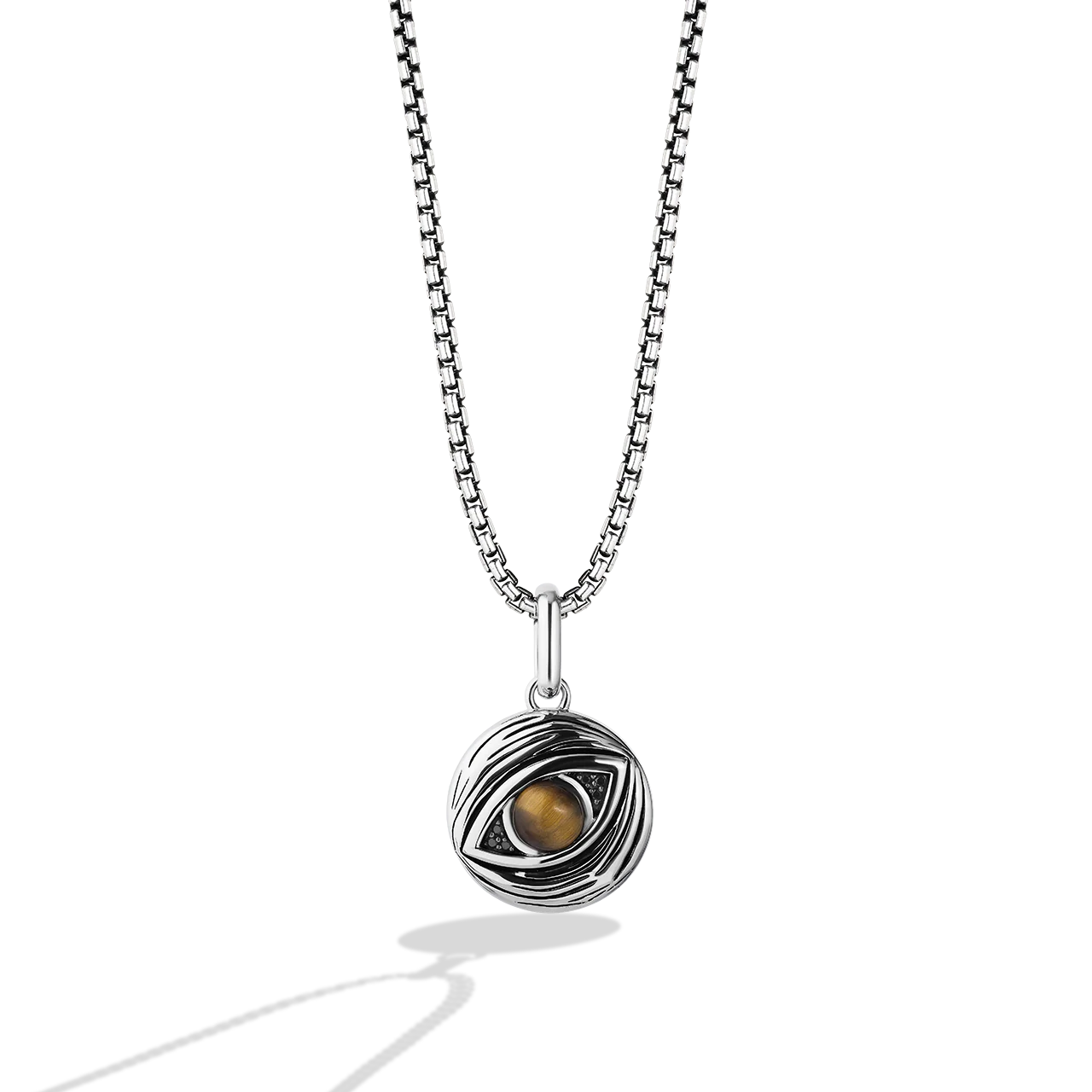 JABBA THE HUTT™ MEN'S/WOMEN'S PENDANT Black Diamond Accent, Tigers Eye, Sterling Silver with Black Rhodium