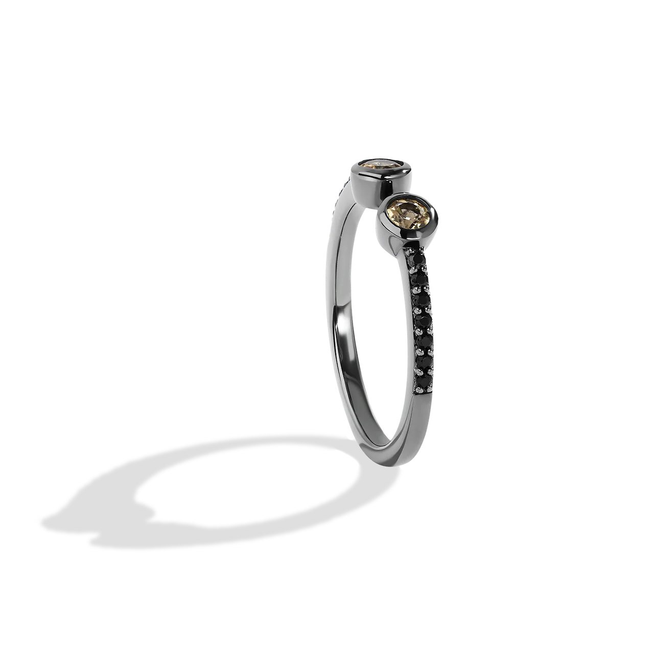 JAWA™ WOMEN'S RING 1/8 CT.TW. Black Diamond and Citrine, Sterling Silver with Black Rhodium - Image 2