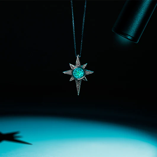 KYBER CRYSTAL RADIANCE MEN'S/WOMEN'S PENDANT  1/3CT.TW. White Diamonds and Swiss Blue Topaz Silver - Image 5