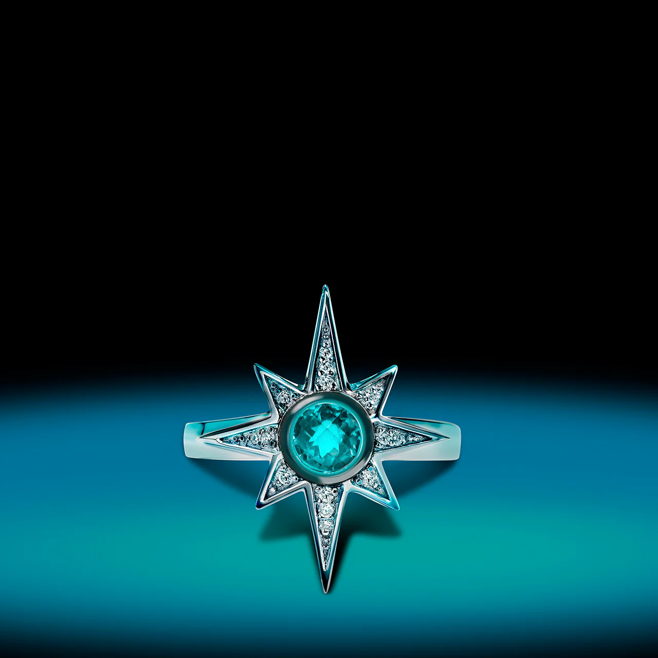 KYBER CRYSTAL RADIANCE WOMEN'S RING 1/10 CT.TW. White Diamonds and Swiss Blue Topaz, Sterling Silver - Image 2