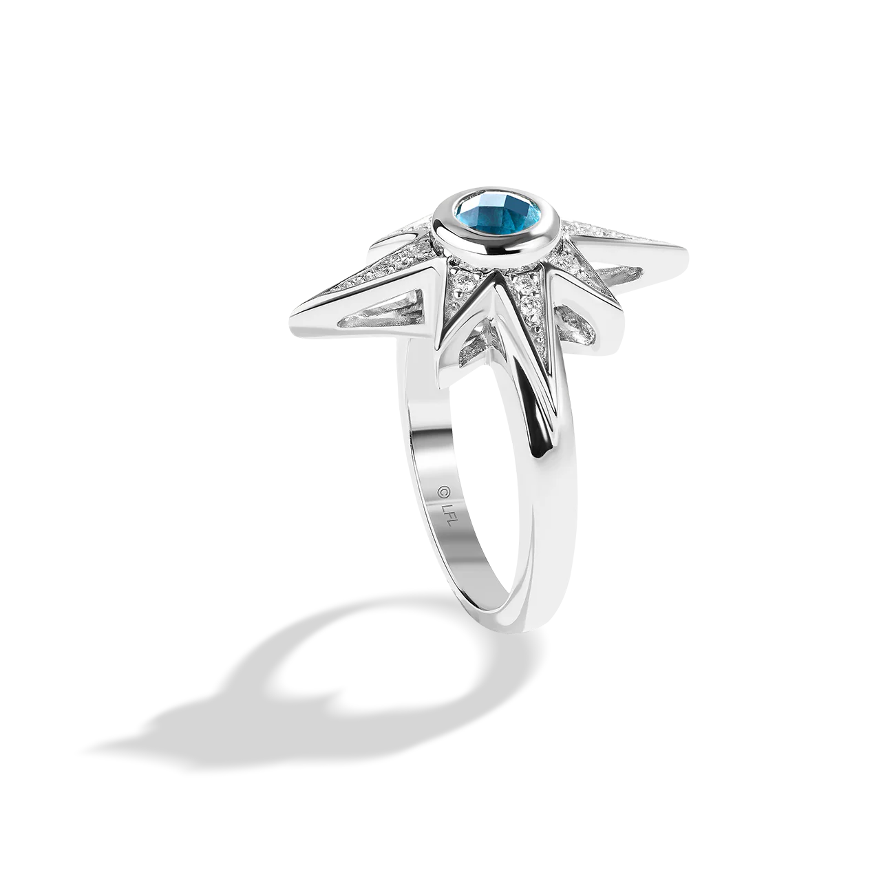 KYBER CRYSTAL RADIANCE WOMEN'S RING 1/10 CT.TW. White Diamonds and Swiss Blue Topaz, Sterling Silver - Image 3