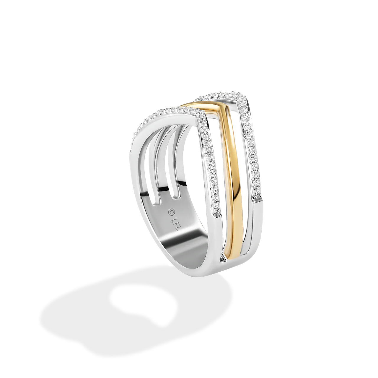 LIGHT X DARK WOMEN'S RING 1/6 CT.TW. White Diamonds Silver and 10K Yellow Gold - Image 3