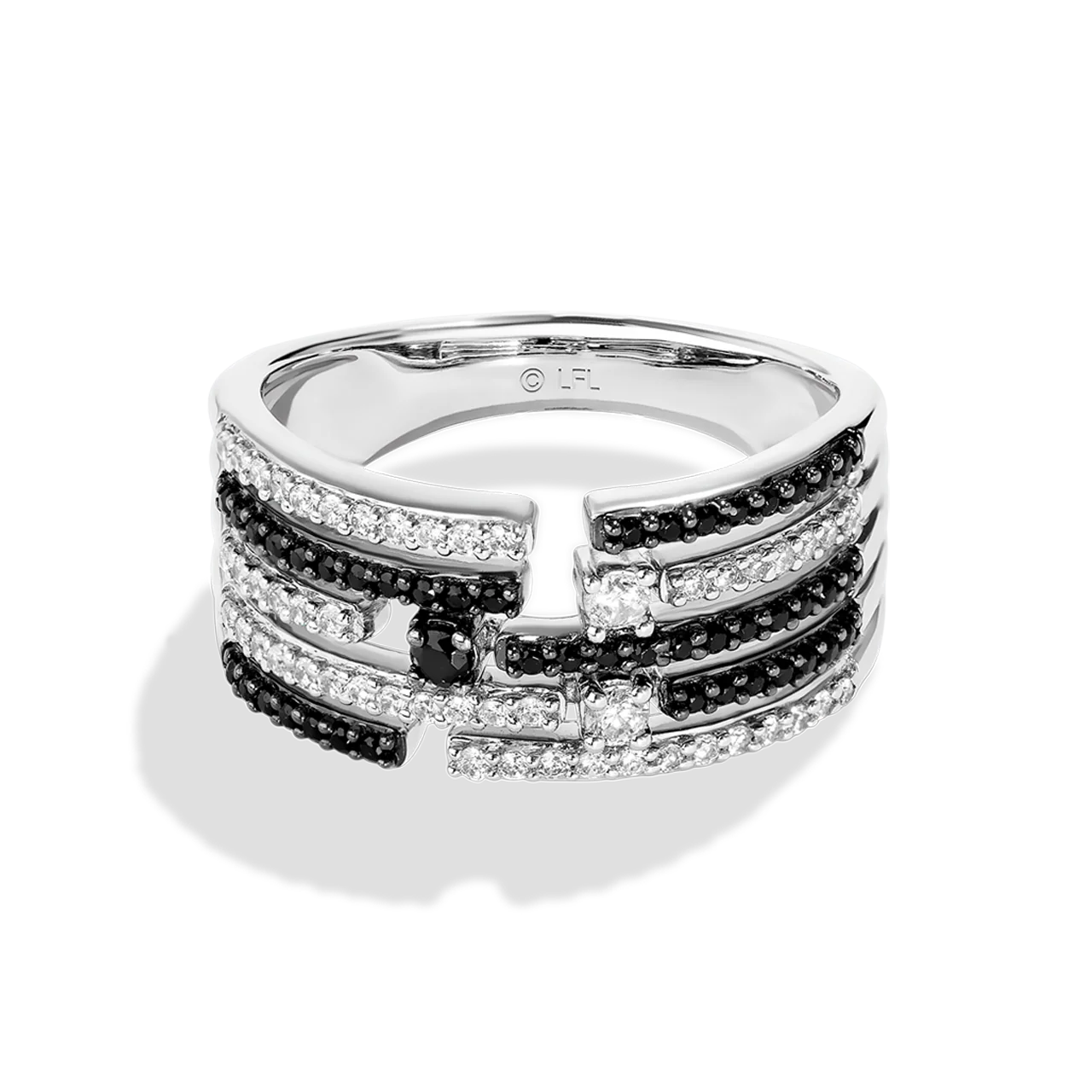 LIGHTSPEED WOMEN'S RING 1/2 CT.TW. Black and White Diamonds Silver and Black Rhodium