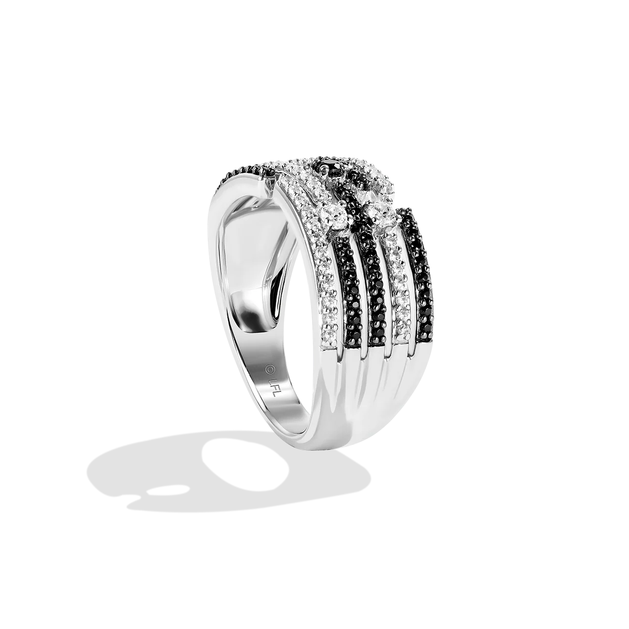LIGHTSPEED WOMEN'S RING 1/2 CT.TW. Black and White Diamonds Silver and Black Rhodium - Image 3