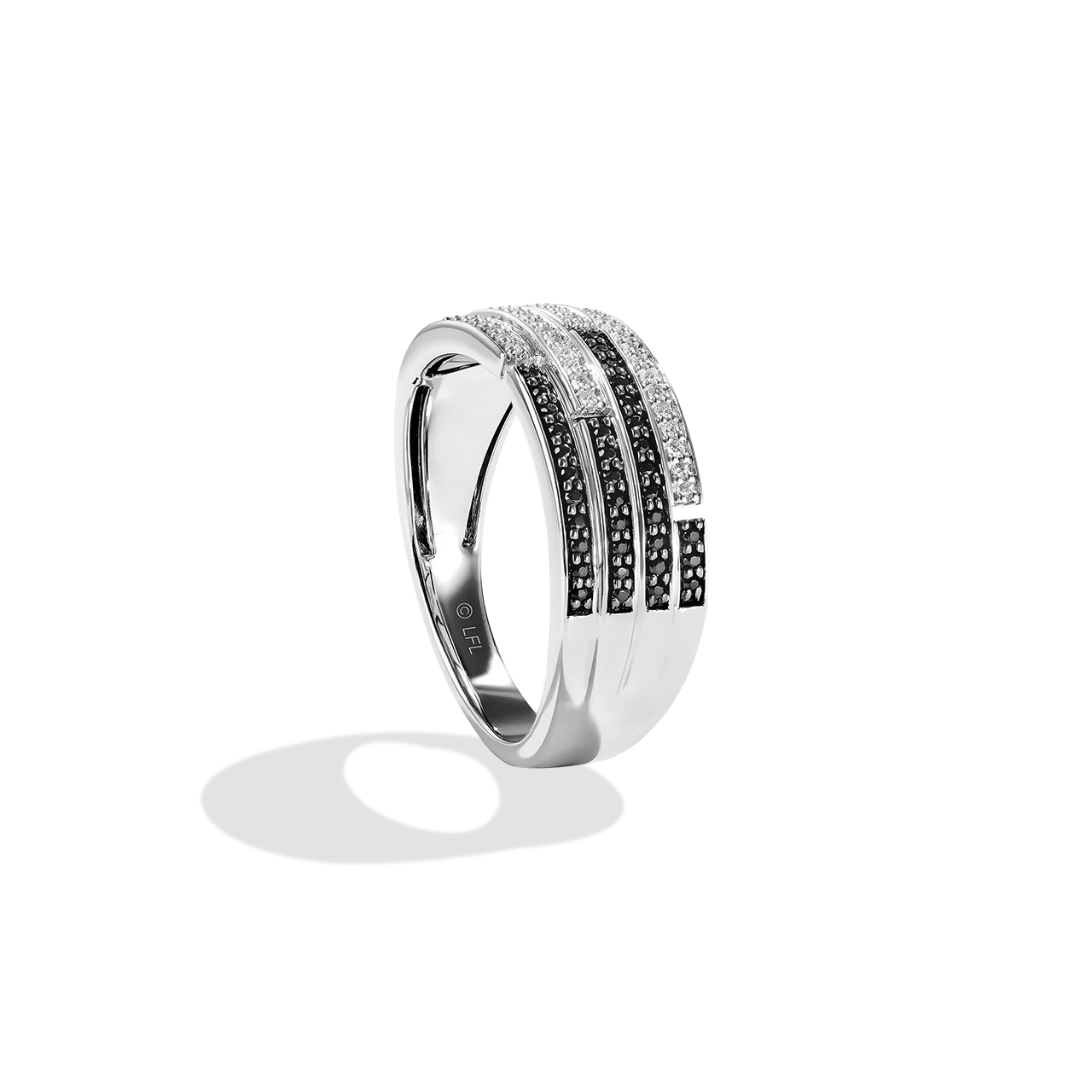 LIGHTSPEED WOMEN'S RING 1/4 CT.TW. Black and White Diamonds Silver and Black Rhodium - Image 3