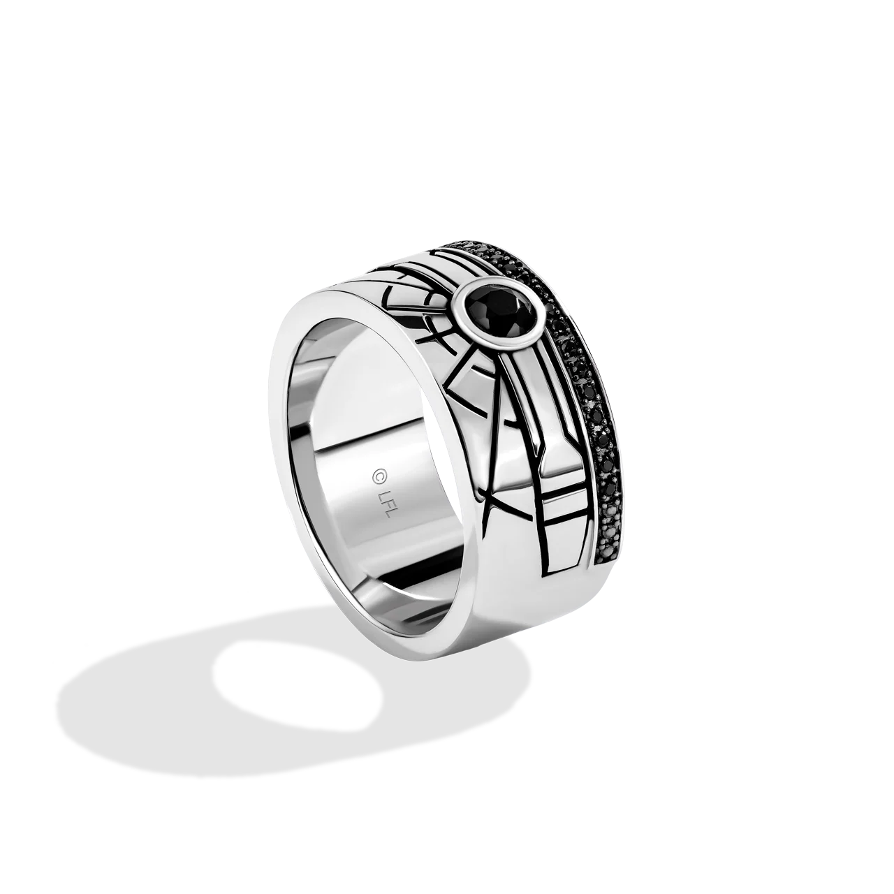 MILLENNIUM FALCON MEN'S RING 1/10 CT.TW. Black Diamonds, Black Onyx in Sterling Silver with Black Rhodium - Image 2