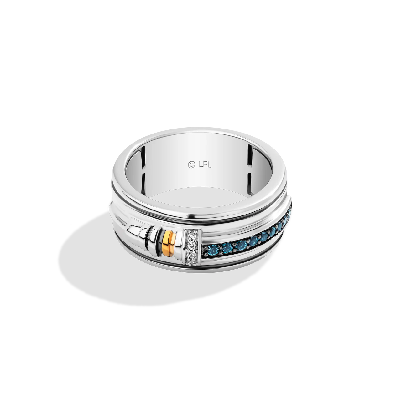 OBI-WAN KENOBI™ MEN'S RING with London Blue Topaz, Diamond Accents, 14K Yellow Gold Plating and Black Rhodium over Sterling Silver