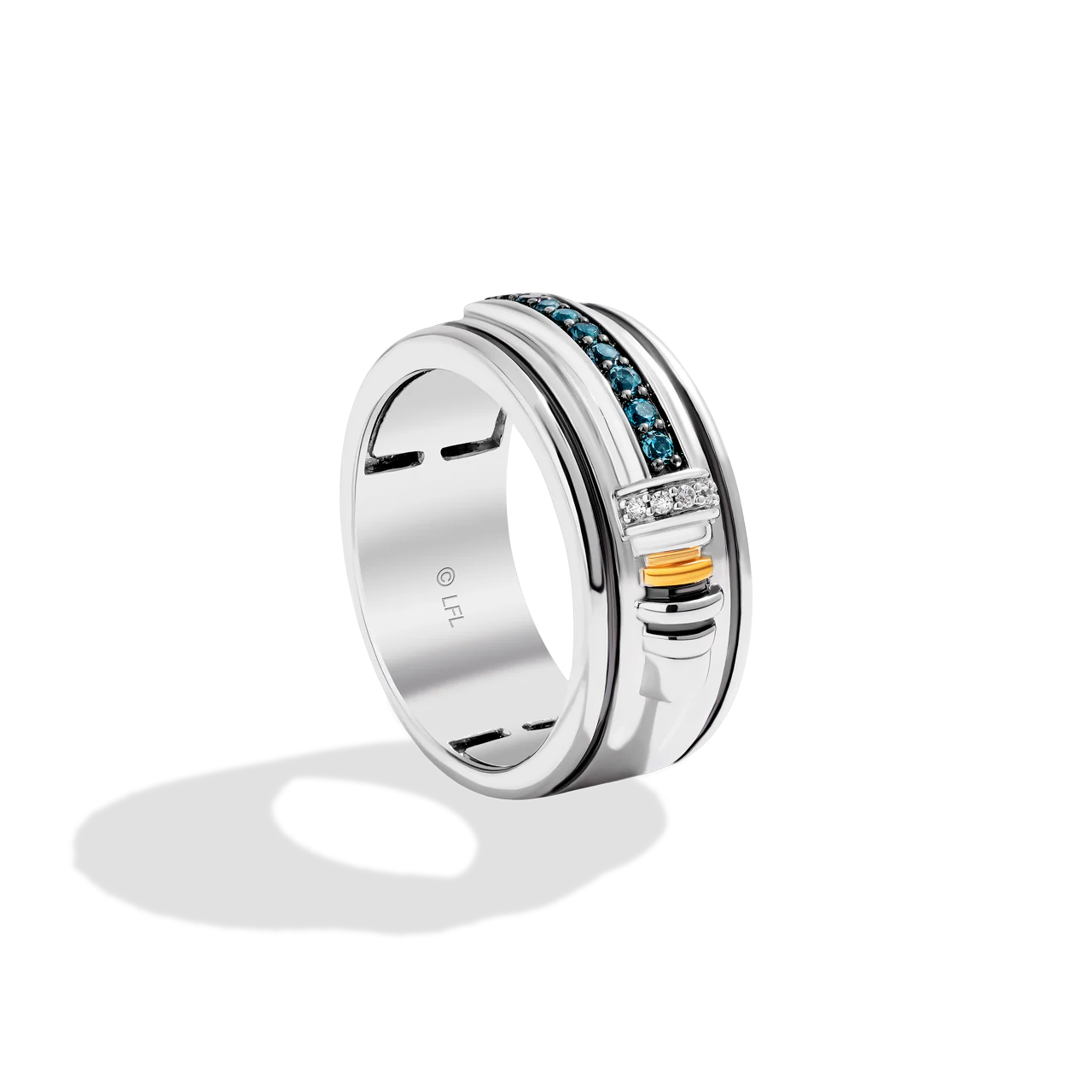 OBI-WAN KENOBI™ MEN'S RING with London Blue Topaz, Diamond Accents, 14K Yellow Gold Plating and Black Rhodium over Sterling Silver - Image 2