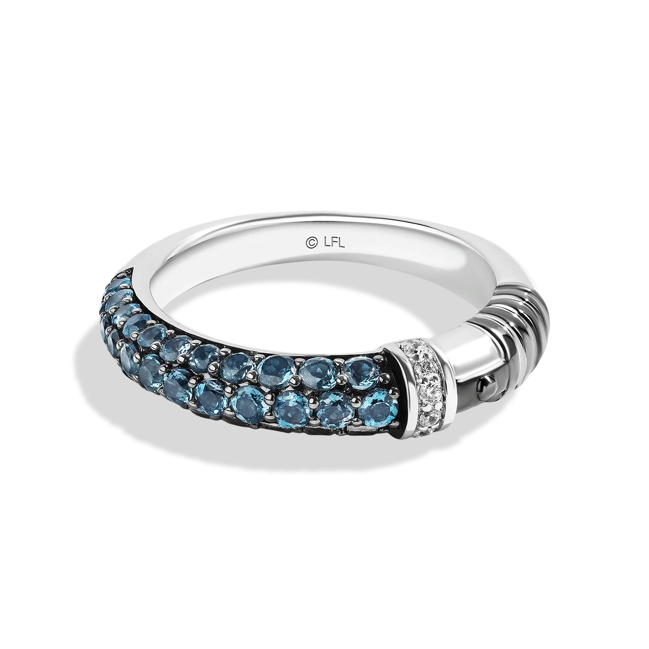 OBI-WAN KENOBI™ WOMEN STERLING SILVER LIGHTSABER RING with 1/20 CT.TW. Diamonds and London Blue Topaz