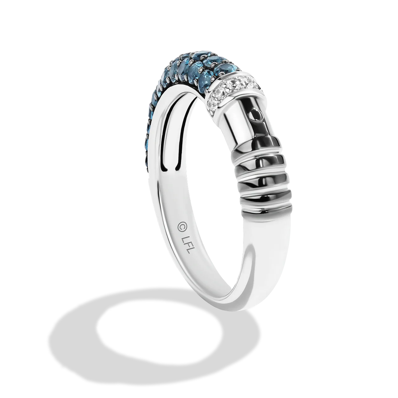 OBI-WAN KENOBI™ WOMEN STERLING SILVER LIGHTSABER RING with 1/20 CT.TW. Diamonds and London Blue Topaz - Image 2
