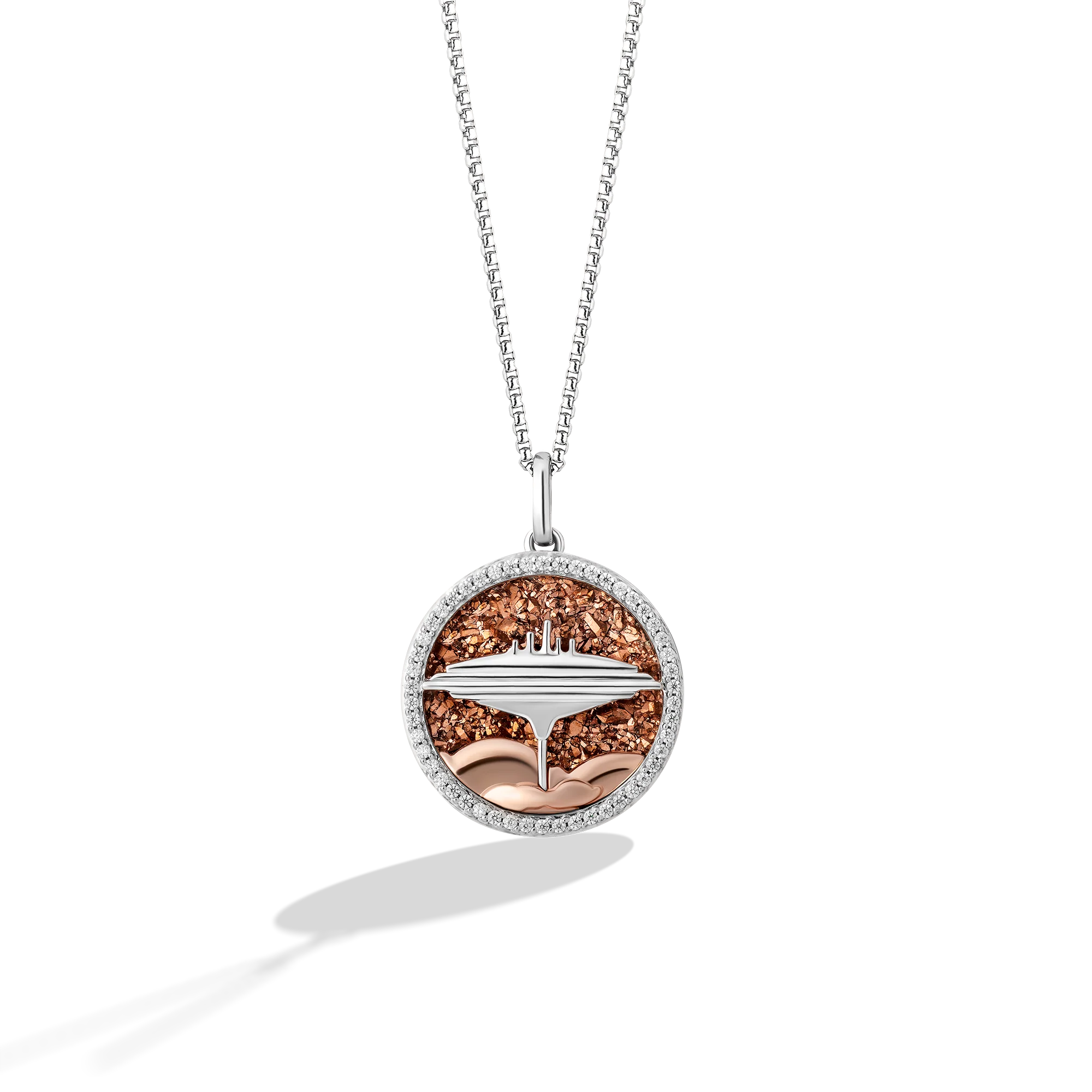 PLANET BESPIN’S CLOUD CITY WOMEN’S PENDANT 1/6 CT.T.W. Diamonds, Sterling Silver and 10K Rose Gold