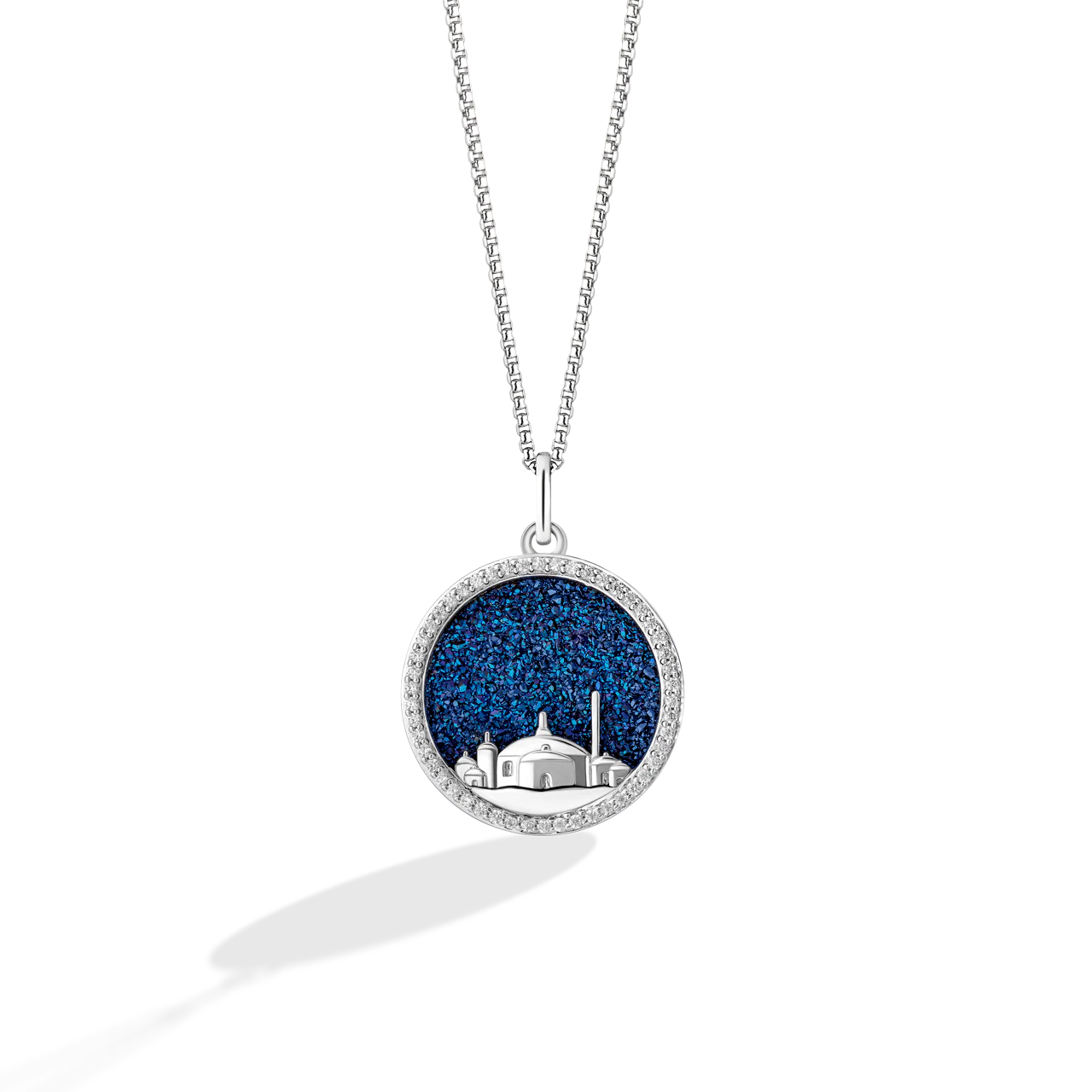 PLANET NABOO WOMEN'S PENDANT 1/6 CT.T.W. Diamonds, Midnight Blue Druzy in Sterling Silver