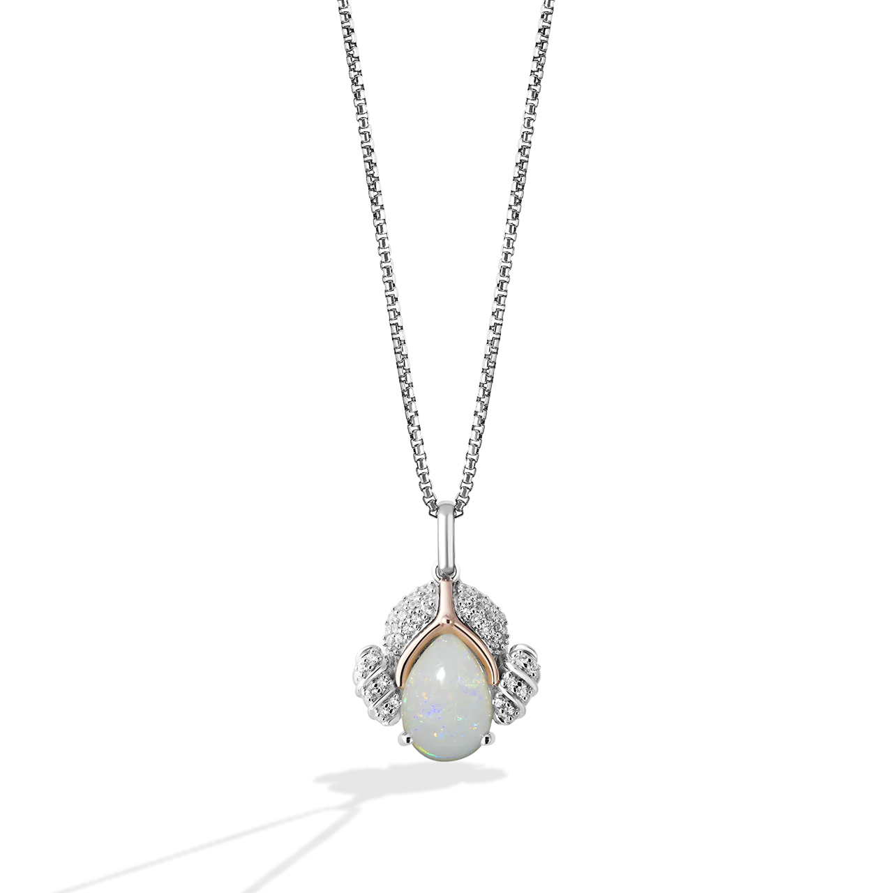 PRINCESS LEIA™ PENDANT IN 10K ROSE GOLD AND STERLING SILVER with 1/6 CT.TW. Diamonds with Australian Opal