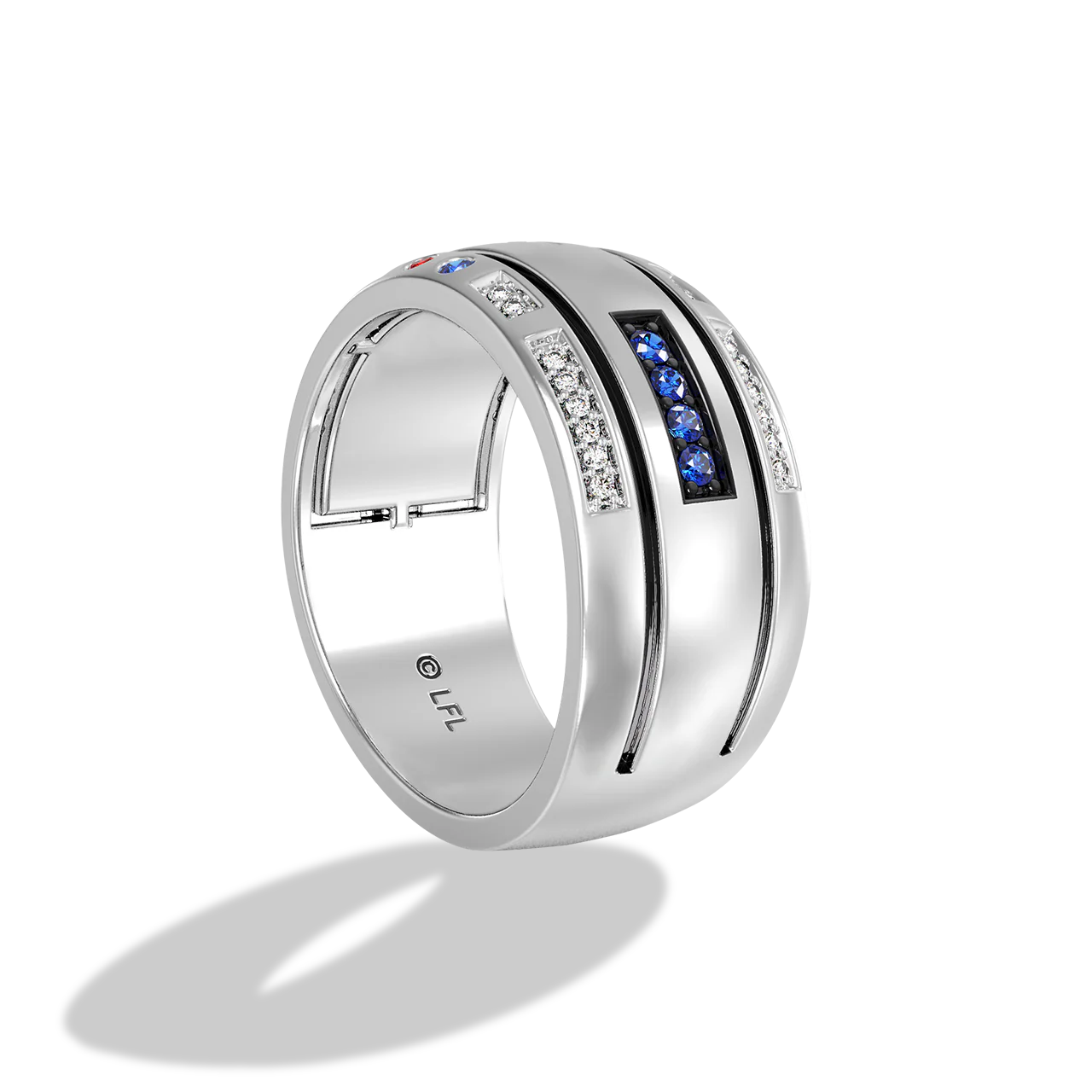 R2 SERIES MEN'S RING 1/10 CT.TW. Garnet, Sapphire, Sterling Silver - Image 2