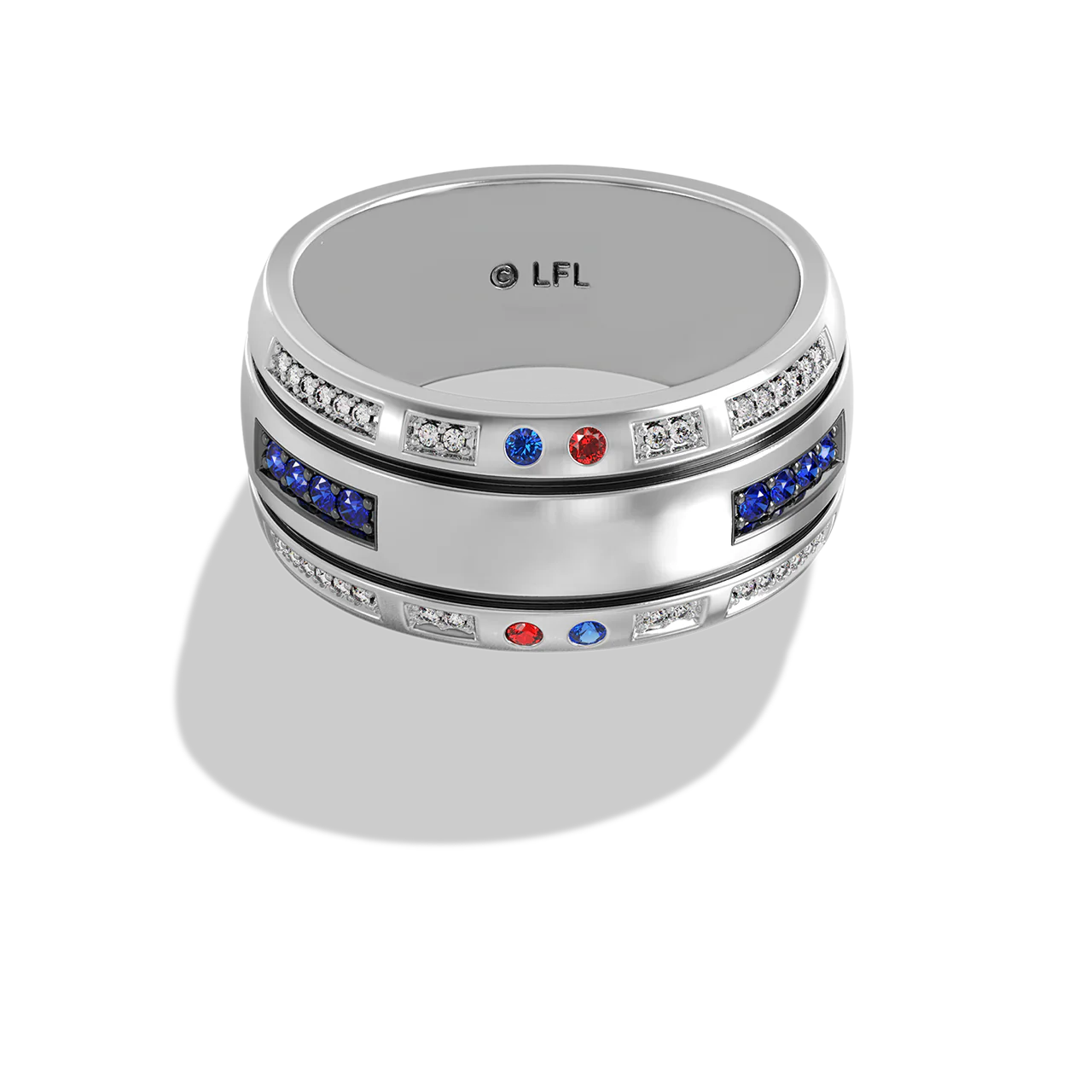 R2 SERIES MEN'S RING 1/10 CT.TW. Garnet, Sapphire, Sterling Silver - Image 3