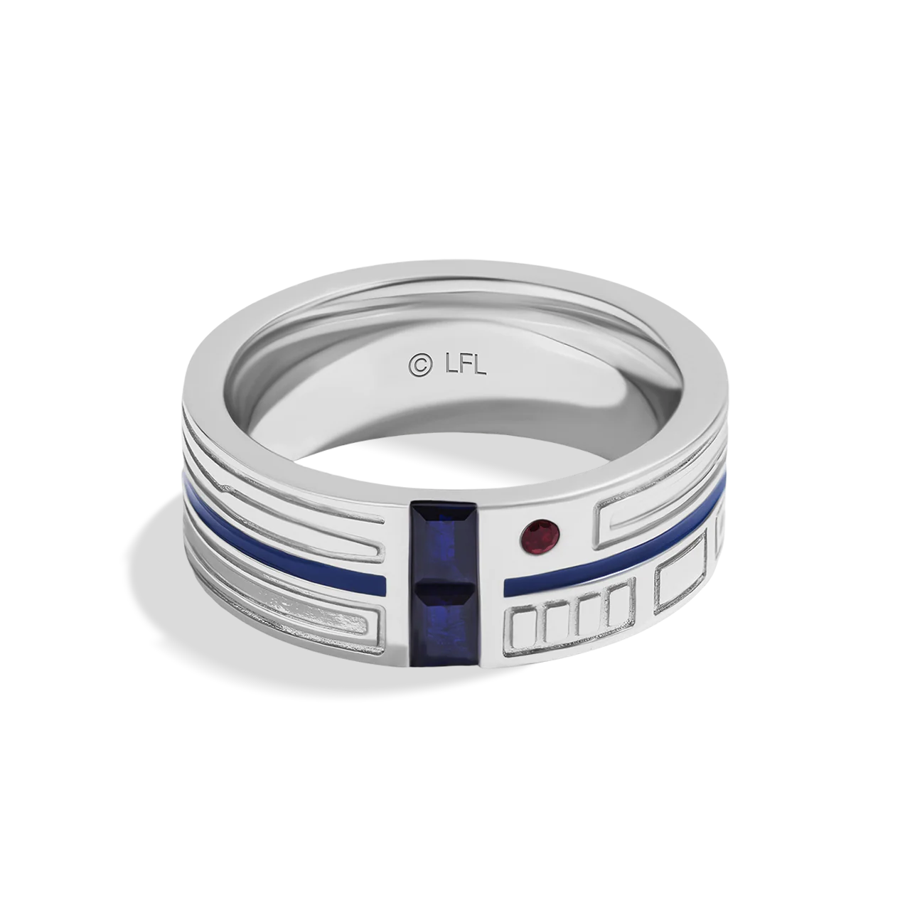 R2 SERIES MEN'S RING Garnet and Created Blue Sapphire Sterling Silver