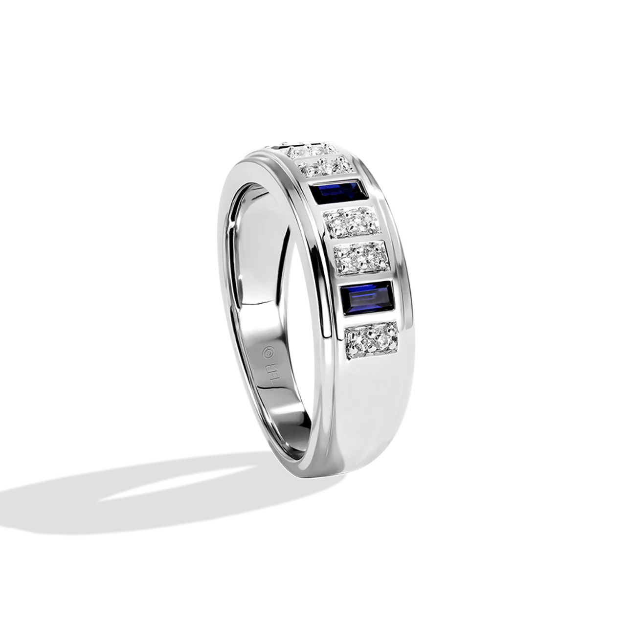R2 SERIES WOMEN'S BAND 1/5 CT.TW. White Diamonds and Blue Sapphire 14K White Gold - Image 3