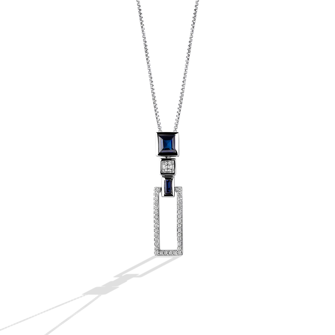 R2 SERIES WOMEN'S PENDANT 1/4 CT.TW. White Diamonds and Blue Sapphire Silver