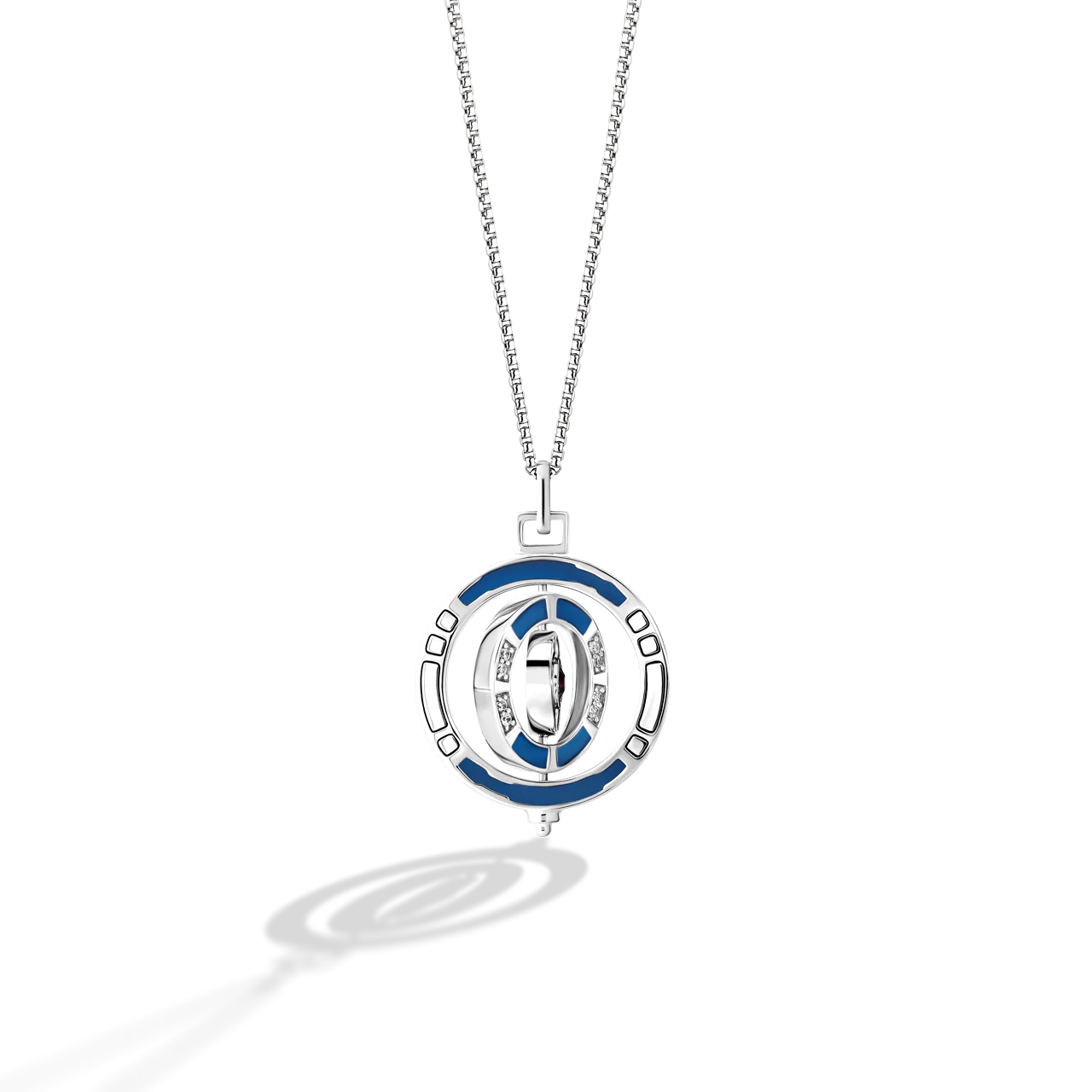 R2 SERIES WOMEN'S PENDANT with 1/6 CT.TW. White Diamonds and Garnet in Sterling Silver - Image 2