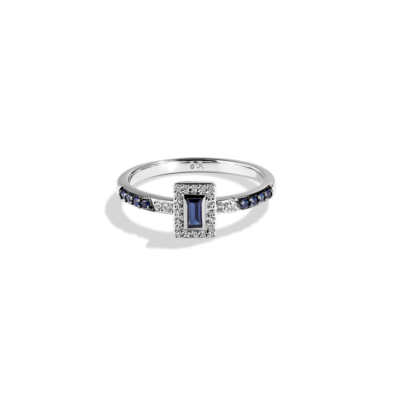 R2 SERIES WOMEN'S RING 1/10 CT.TW. White Diamonds and Blue Sapphire Silver