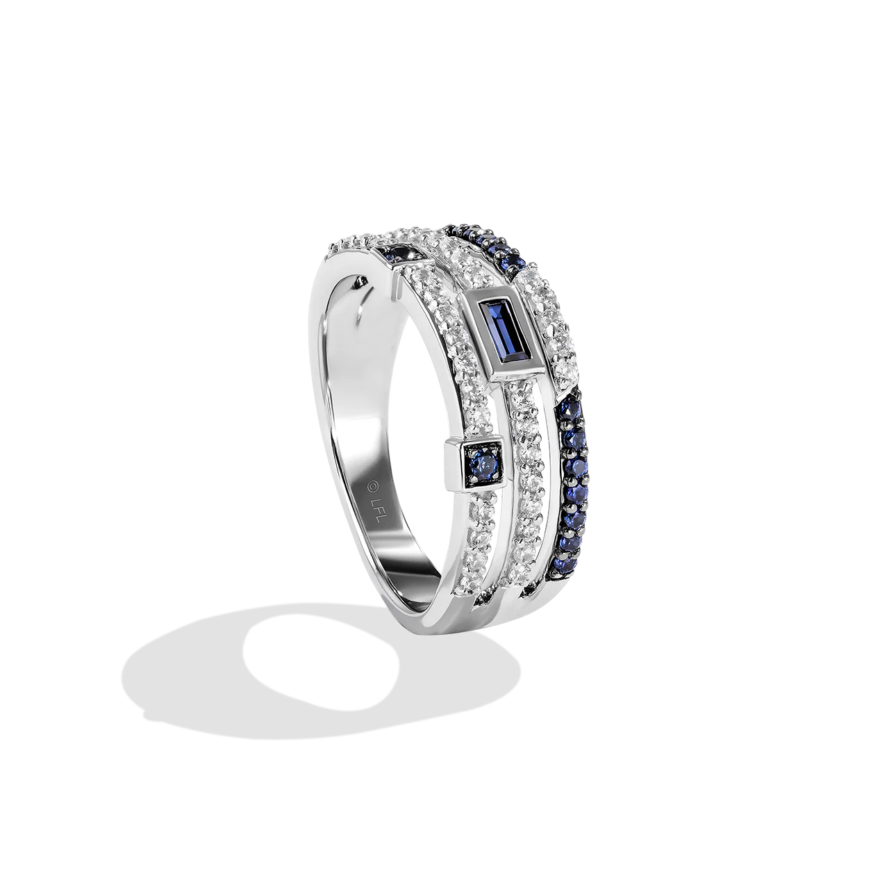 R2 SERIES WOMEN'S RING 1/3 CT.TW. White Diamonds and Blue Sapphire Silver - Image 3