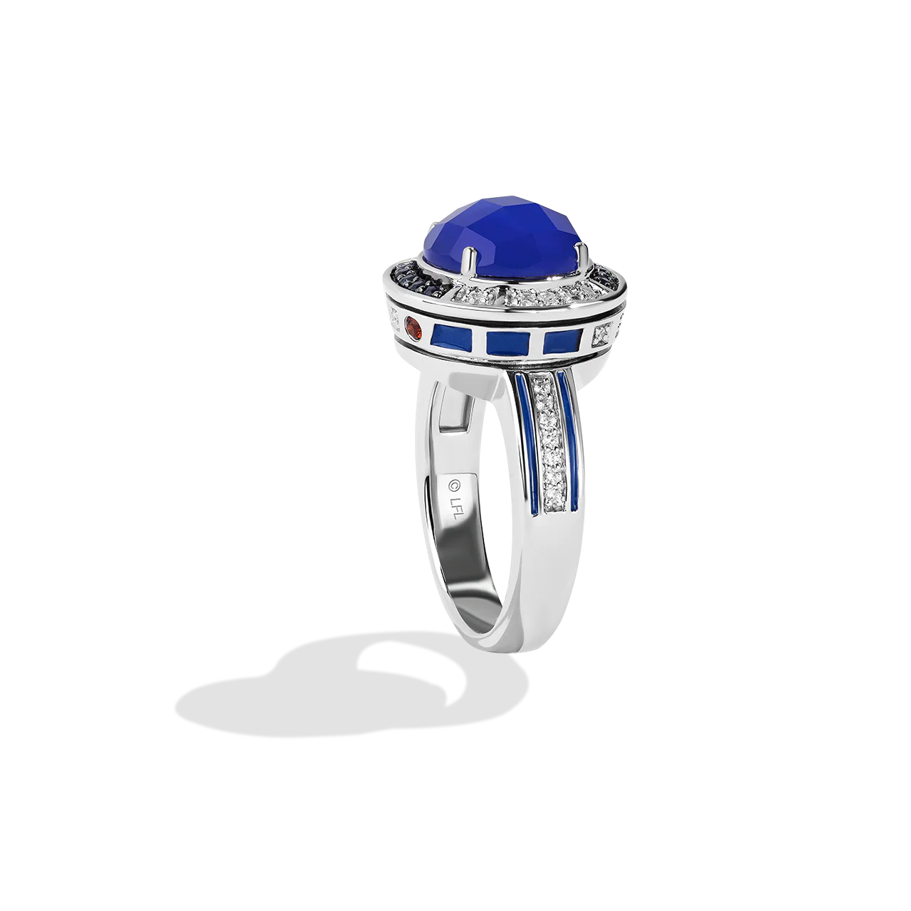 R2 SERIES WOMEN'S RING 1/6 CT.TW. White Diamonds, Blue Sapphire, Blue Onyx and Garnet, Sterling Silver - Image 2