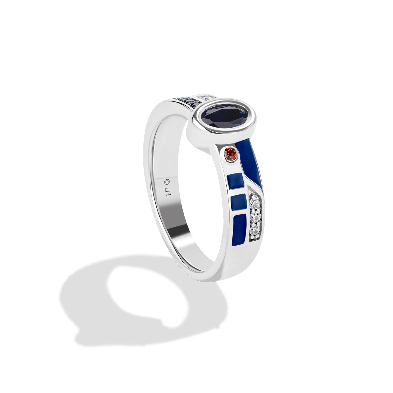 R2 SERIES WOMEN'S RING Accent Diamonds Garnet and Created Blue Sapphire in Sterling Silver - Image 2