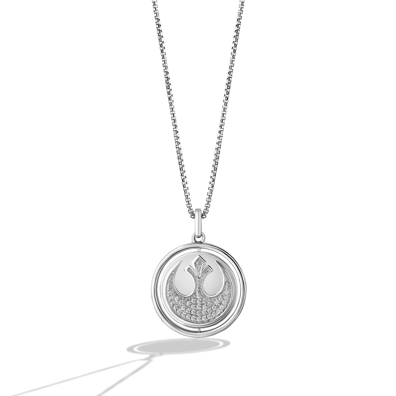 STERLING SILVER DARK SIDE/LIGHT SIDE ROTATING MEDALION with 1/5 CT.TW. White and Black Diamonds - Image 2