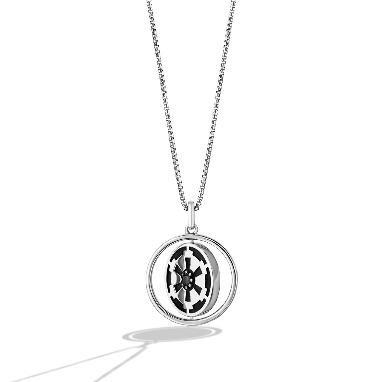 STERLING SILVER DARK SIDE/LIGHT SIDE ROTATING MEDALION with 1/5 CT.TW. White and Black Diamonds - Image 3