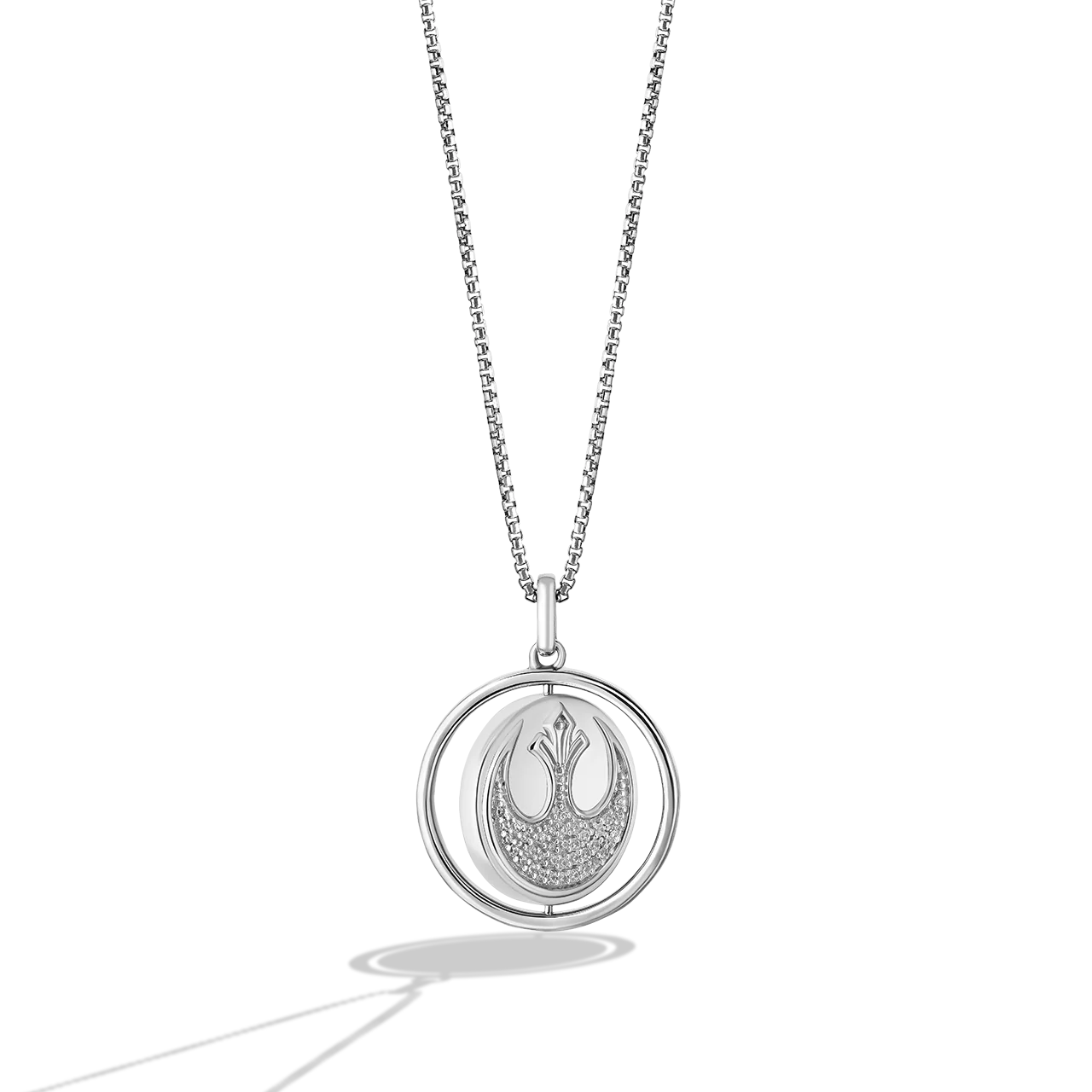 STERLING SILVER DARK SIDE/LIGHT SIDE ROTATING MEDALION with 1/5 CT.TW. White and Black Diamonds - Image 4