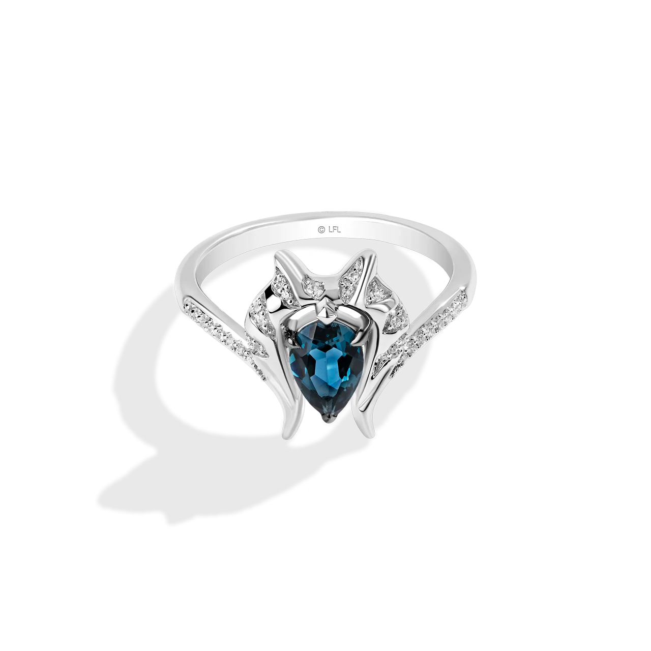 THE AHSOKA TANO™ WOMEN'S RING 1/20 CT.TW. White Diamonds and London Blue Topaz set in Sterling Silver and Black Rhodium