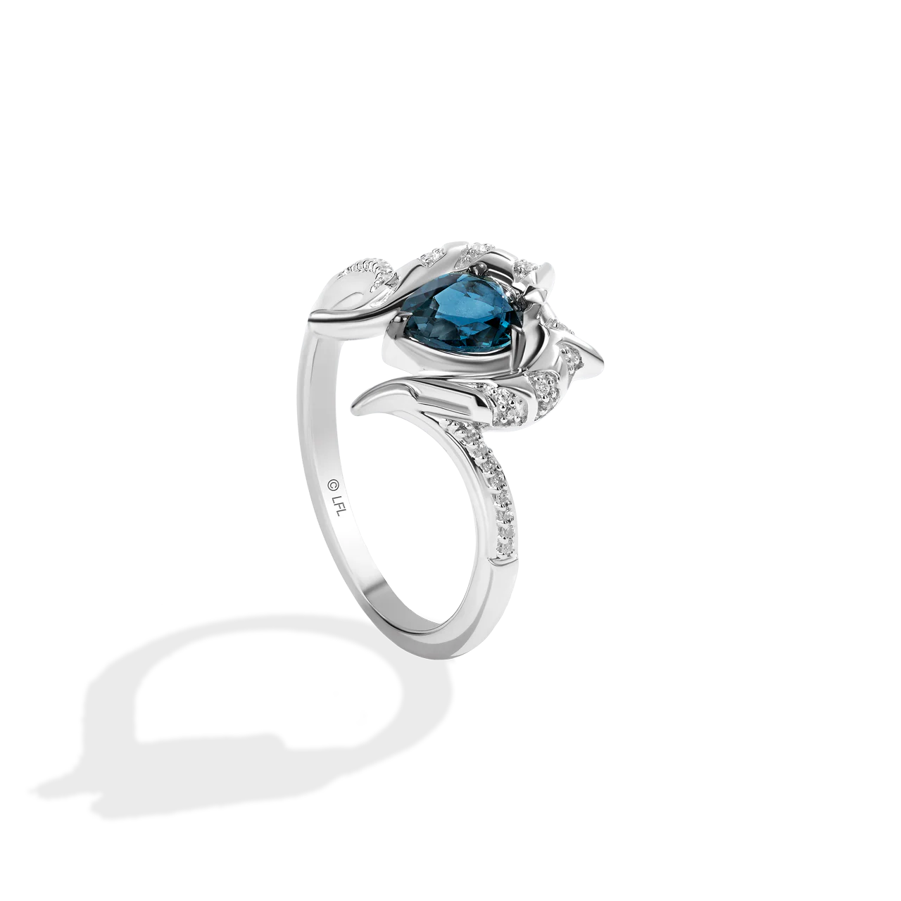 THE AHSOKA TANO™ WOMEN'S RING 1/20 CT.TW. White Diamonds and London Blue Topaz set in Sterling Silver and Black Rhodium - Image 2