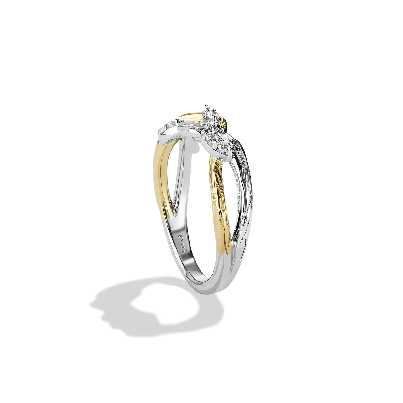 THE DAGOBAH WOMEN'S RING 1/10 CT.TW. White Diamonds True Two Tone Silver and 10K Yellow Gold - Image 2