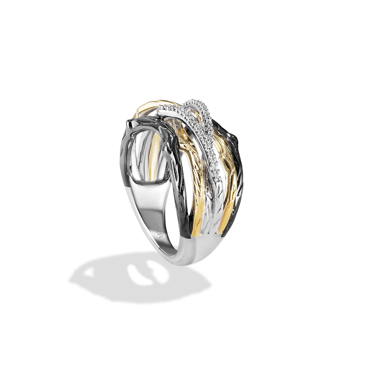 THE DAGOBAH WOMEN'S RING 1/6 CT.TW. White Diamonds True two tone Silver 10K Yellow Gold and Black Rhodium - Image 3