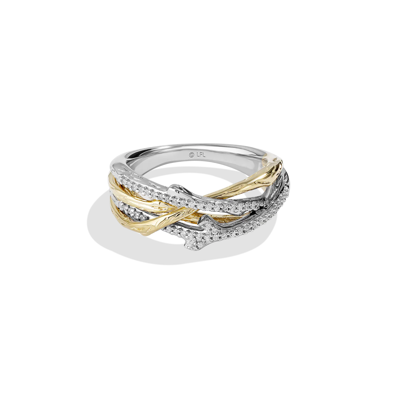 THE DAGOBAH WOMEN'S RING 1/6 CT.TW. White Diamonds True Two Tone Silver and 10K Yellow Gold