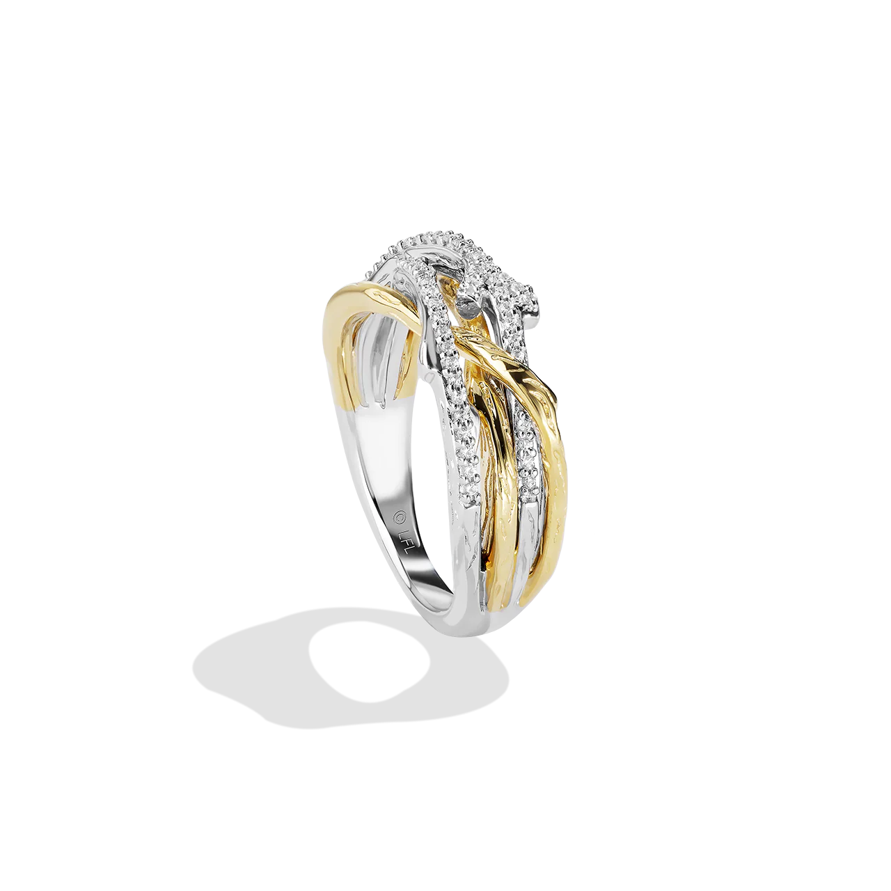 THE DAGOBAH WOMEN'S RING 1/6 CT.TW. White Diamonds True Two Tone Silver and 10K Yellow Gold - Image 3