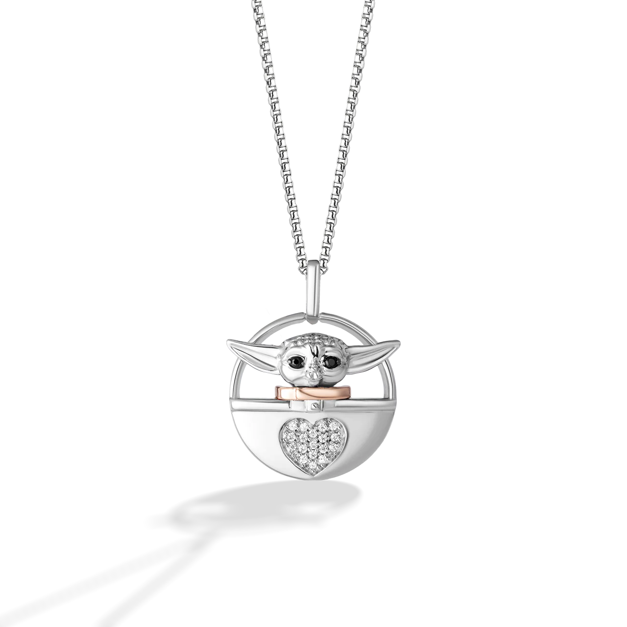 THE GROGU™ WOMEN'S PENDANT 1/20 CT.TW. White Diamonds Set in 10K Rose Gold, Sterling Silver and Black Rhodium